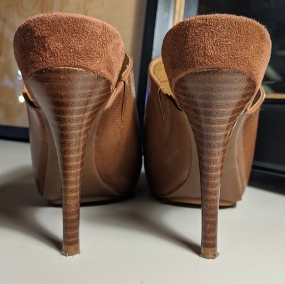 Nine West Razonia Leather Peep Toe Mule Pumps - Picture 6 of 7